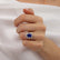Diana 3.94ct 10x8mm Oval Cut Chatham Blue Sapphire & Lab Diamond 18k Yellow Gold Halo Two Tone 950 Platinum Basket Ring Lily Arkwright 