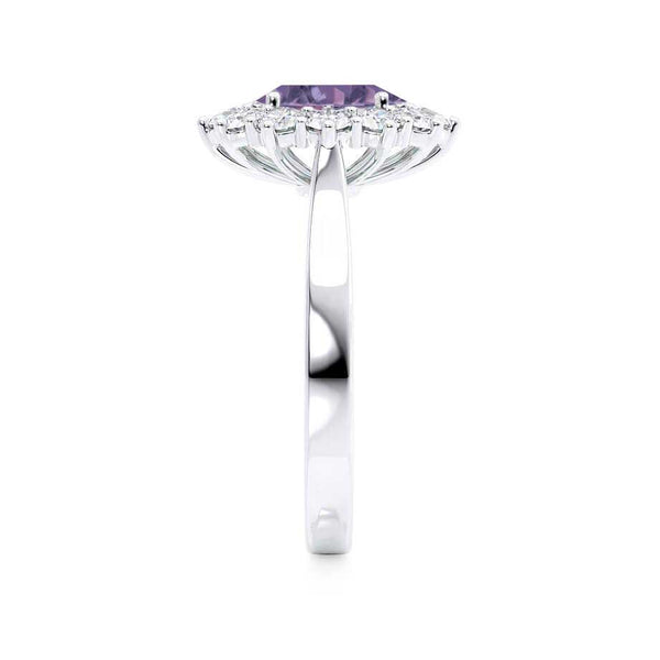 - Chatham® Alexandrite & Lab Diamond 18k White Gold Halo Engagement Ring Lily Arkwright