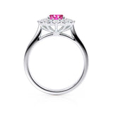 - Chatham® Pink Sapphire & Lab Diamond 950 Platinum Halo Engagement Ring Lily Arkwright