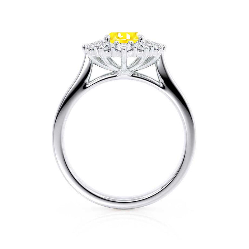 Chatham® Yellow Sapphire & Lab Diamond 18k White Gold Halo Engagement Ring Lily Arkwright