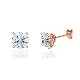 DOVE - Round Lab Diamond 18k Rose Gold Stud Earrings Earrings Lily Arkwright