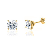DOVE - Round Lab Diamond 18k Yellow Gold Stud Earrings Earrings Lily Arkwright