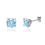 DOVE - Round Aqua Spinel 18k White Gold Stud Earrings Earrings Lily Arkwright