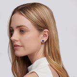 DOVE - Round Blue Sapphire 18k Rose Gold Stud Earrings Earrings Lily Arkwright