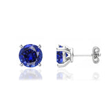 DOVE - Round Blue Sapphire Platinum Stud Earrings Earrings Lily Arkwright