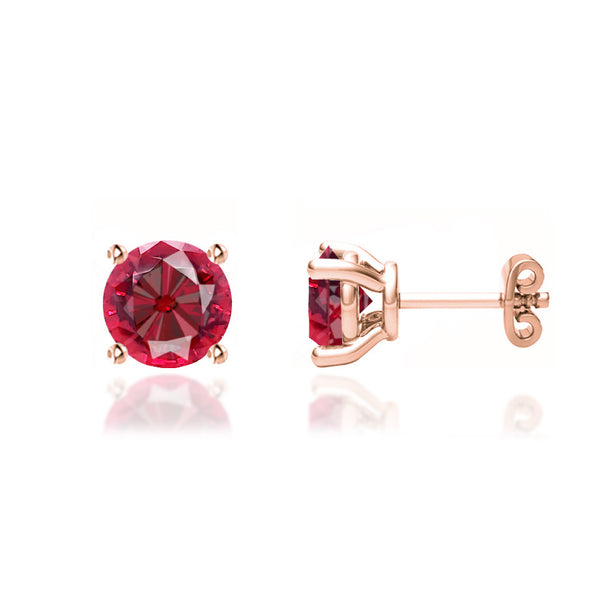 DOVE - Round Ruby 18k Rose Gold Stud Earrings Earrings Lily Arkwright