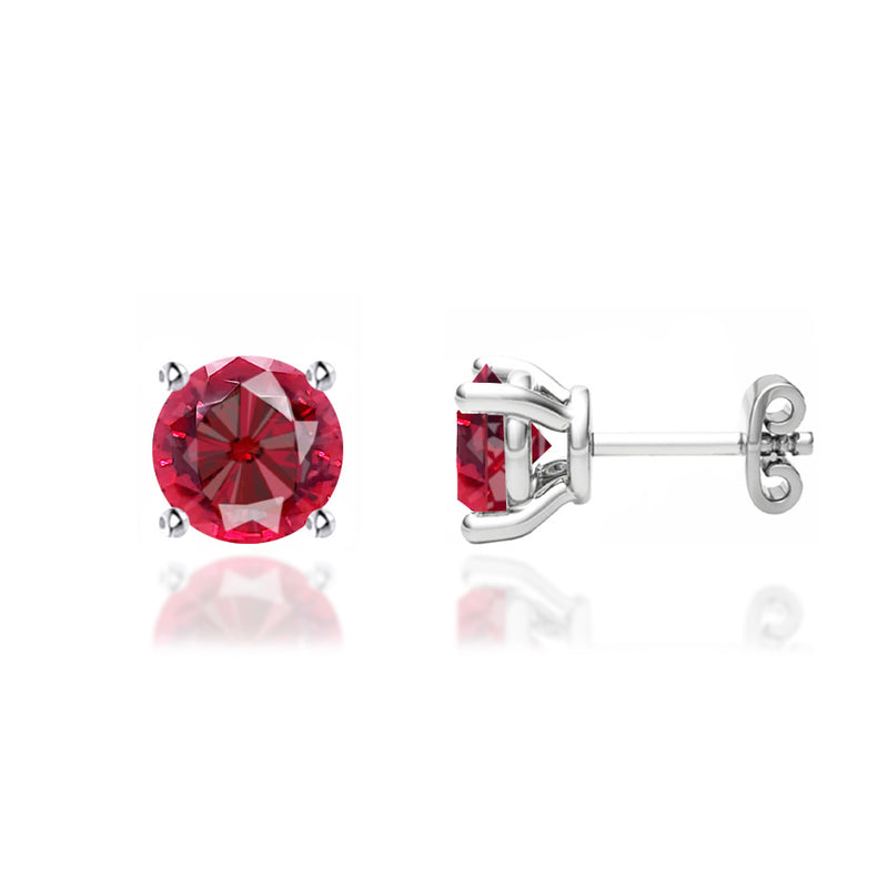 DOVE - Round Ruby 18k White Gold Stud Earrings Earrings Lily Arkwright