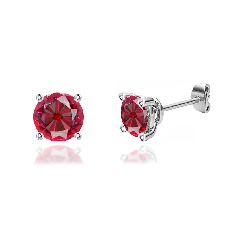 DOVE - Round Ruby Platinum Stud Earrings Earrings Lily Arkwright