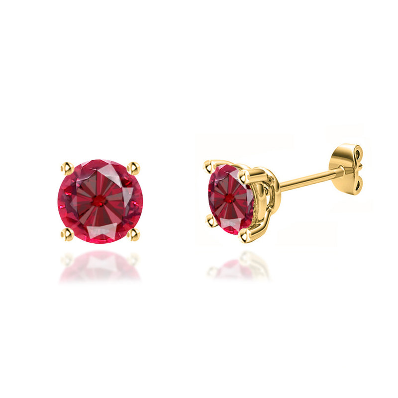 DOVE - Round Ruby 18k Yellow Gold Stud Earrings Earrings Lily Arkwright