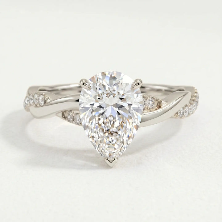 EDEN - Pear Lab Diamond Platinum Vine Solitaire