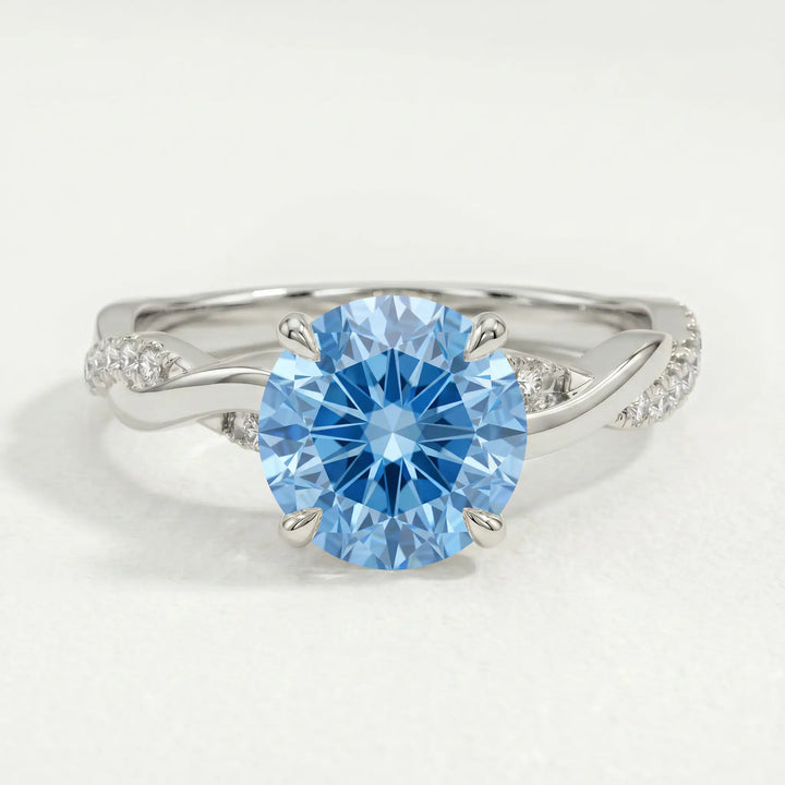 EDEN - Round Blue Lab Diamond 950 Platinum Vine Solitaire Ring