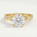 Eden shoulder set solitaire round lab diamond shoulder twist set 18k yellow gold engagement ring