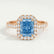 ESME - Radiant Blue Lab Diamond 18k Rose Gold Halo Ring