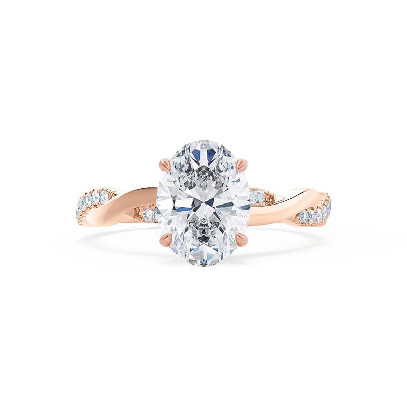 Eden - Oval natural Diamond 18k Rose Gold Vine Solitaire Engagement Ring Lily Arkwright