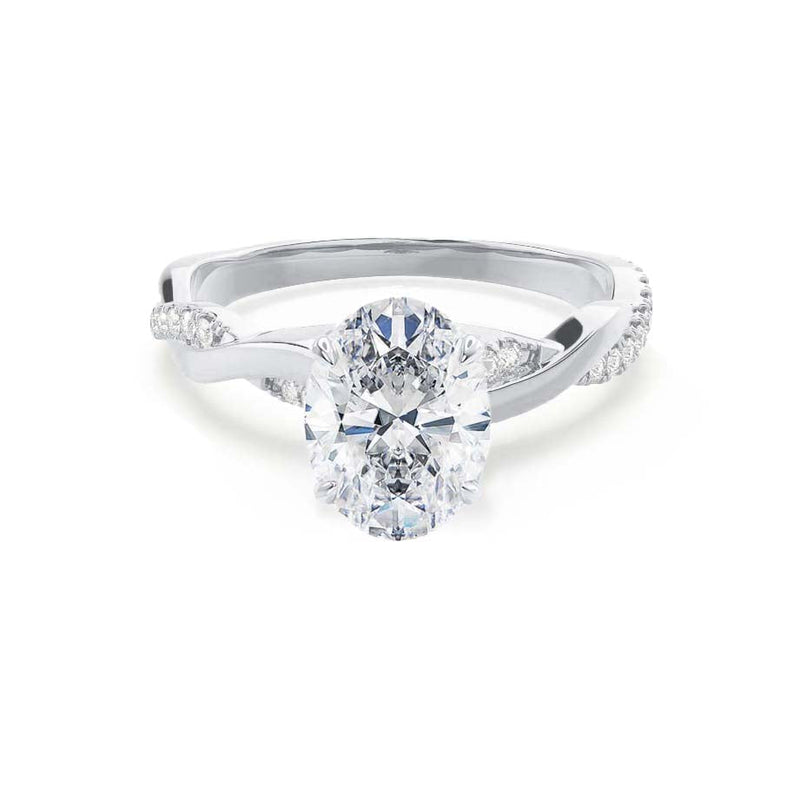 EDEN - Oval natural Diamond Platinum Vine Solitaire Engagement Ring Lily Arkwright