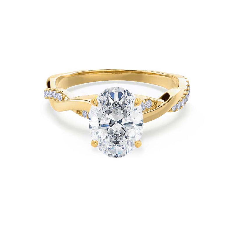 EDEN - Oval natural Diamond 18k Yellow Gold Vine Solitaire Engagement Ring Lily Arkwright