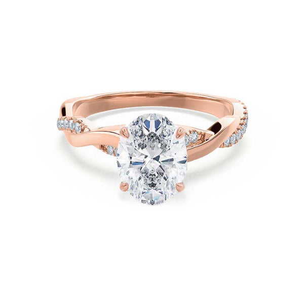 Eden - Oval natural Diamond 18k Rose Gold Vine Solitaire Engagement Ring Lily Arkwright