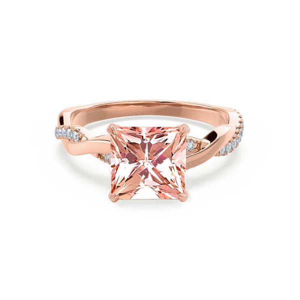 EDEN - Chatham® Princess Champagne Sapphire & Diamond 18k Rose Gold Vine Solitaire Ring