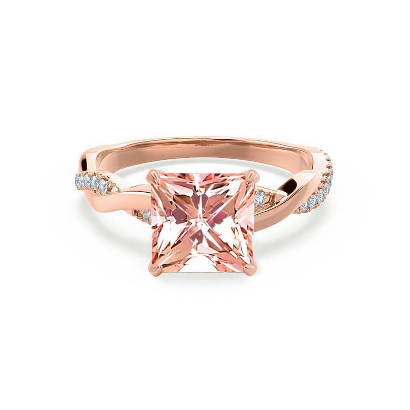 EDEN - Chatham® Princess Champagne Sapphire & Diamond 18k Rose Gold Vine Solitaire Ring