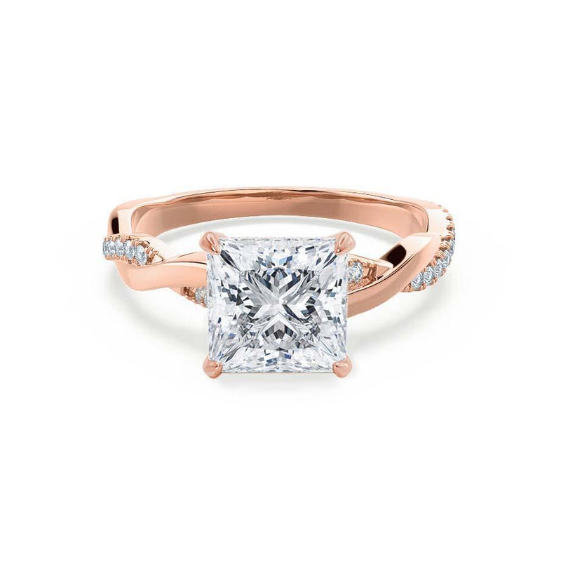 EDEN - Princess Cut Lab Diamond 18k Rose Gold Vine Solitaire