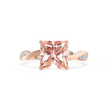 EDEN - Chatham® Princess Champagne Sapphire & Diamond 18k Rose Gold Vine Solitaire Ring