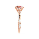 EDEN - Chatham® Princess Champagne Sapphire & Diamond 18k Rose Gold Vine Solitaire Ring