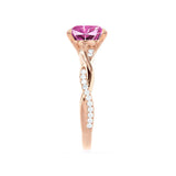 EDEN - Chatham® Princess Pink Sapphire & Diamond 18k Rose Gold Vine Solitaire Ring
