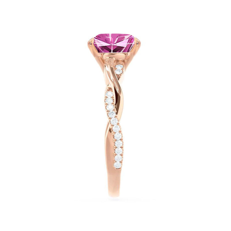 EDEN - Chatham® Princess Pink Sapphire & Diamond 18k Rose Gold Vine Solitaire Ring