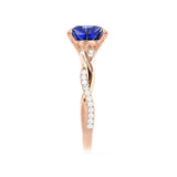 EDEN - Chatham® Princess Blue Sapphire & Diamond 18k Rose Gold Vine Solitaire Ring