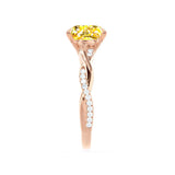 EDEN - Chatham® Princess Yellow Sapphire & Diamond 18k Rose Gold Vine Solitaire Ring