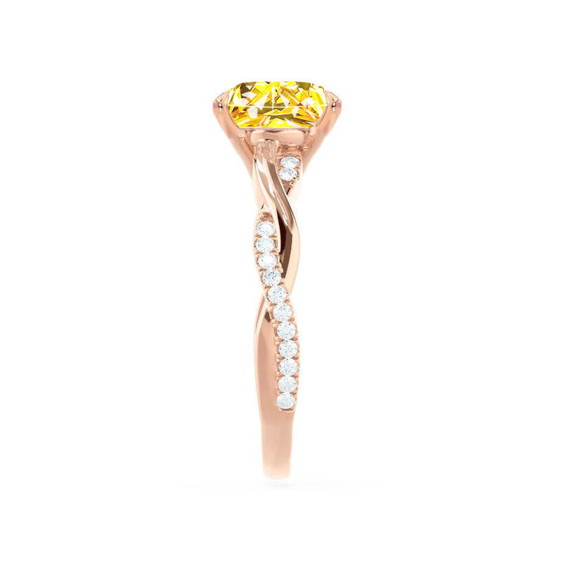 EDEN - Chatham® Princess Yellow Sapphire & Diamond 18k Rose Gold Vine Solitaire Ring