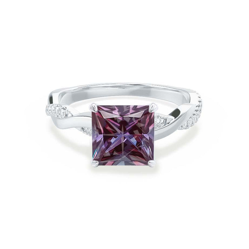 EDEN - Chatham® Princess Alexandrite & Diamond 950 Platinum Vine Solitaire Ring