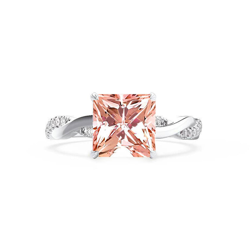 EDEN - Chatham® Princess Champagne Sapphire & Diamond 950 Platinum Vine Solitaire Ring
