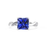 EDEN - Chatham® Princess Blue Sapphire & Diamond 950 Platinum Vine Solitaire Ring