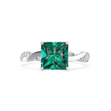 EDEN - Chatham® Princess Emerald & Diamond 950 Platinum Vine Solitaire Ring