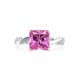 EDEN - Chatham® Princess Pink Sapphire & Diamond 18k White Gold Vine Solitaire Ring