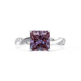 EDEN - Chatham® Princess Alexandrite & Diamond 950 Platinum Vine Solitaire Ring