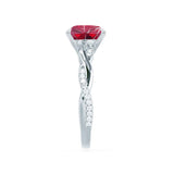 EDEN - Chatham® Princess Ruby & Diamond 18k White Gold Vine Solitaire Ring