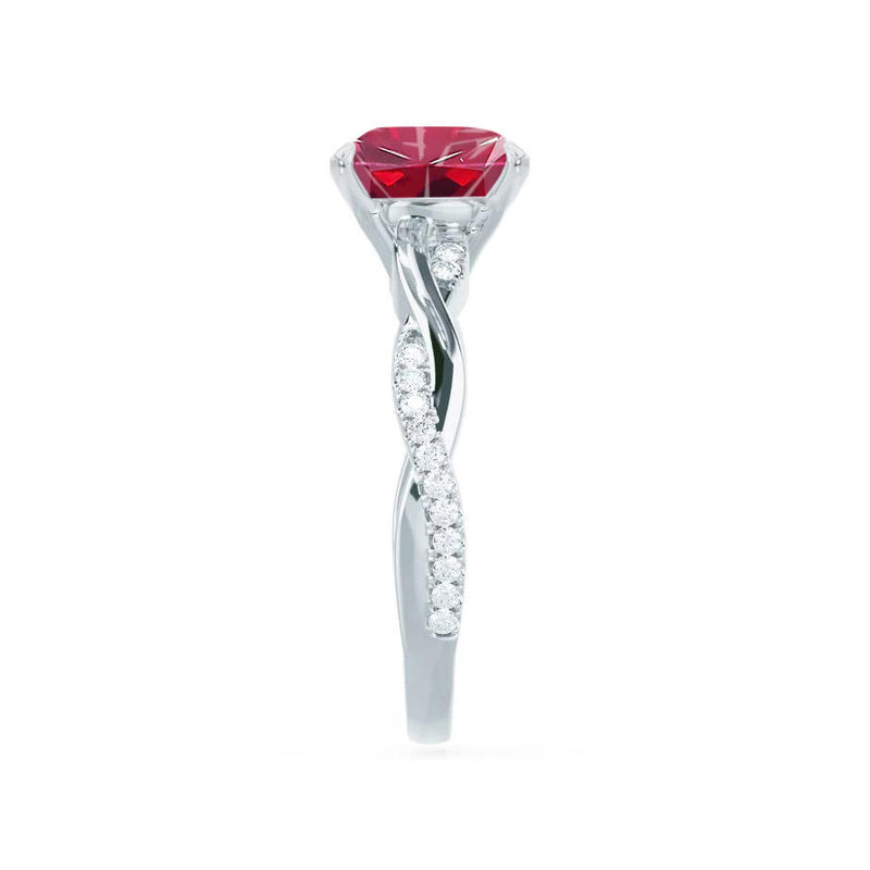 EDEN - Chatham® Princess Ruby & Diamond 18k White Gold Vine Solitaire Ring
