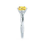 EDEN - Chatham® Princess Yellow Sapphire & Diamond 18k White Gold Vine Solitaire Ring