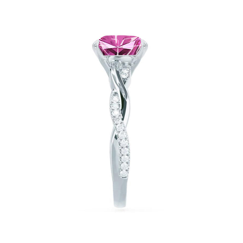 EDEN - Chatham® Princess Pink Sapphire & Diamond 18k White Gold Vine Solitaire Ring
