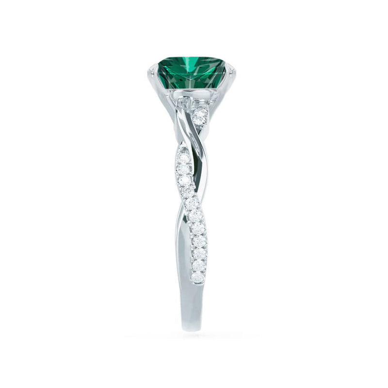 EDEN - Chatham® Princess Emerald & Diamond 950 Platinum Vine Solitaire Ring
