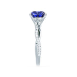 EDEN - Chatham® Princess Blue Sapphire & Diamond 950 Platinum Vine Solitaire Ring