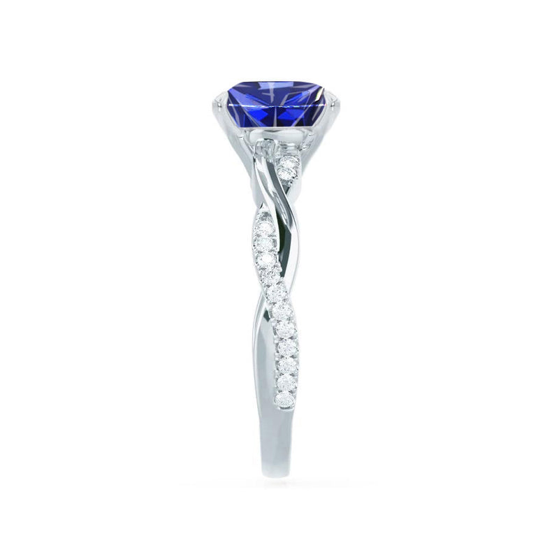 EDEN - Chatham® Princess Blue Sapphire & Diamond 950 Platinum Vine Solitaire Ring