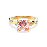 EDEN - Chatham® Princess Champagne Sapphire & Diamond 18k Yellow Gold Vine Solitaire Ring