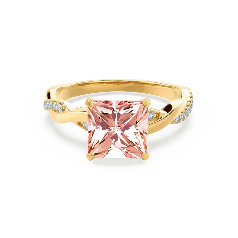 EDEN - Chatham® Princess Champagne Sapphire & Diamond 18k Yellow Gold Vine Solitaire Ring