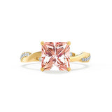 EDEN - Chatham® Princess Champagne Sapphire & Diamond 18k Yellow Gold Vine Solitaire Ring