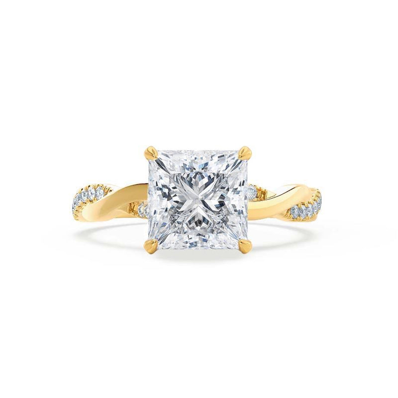 EDEN - Princess Cut Lab Diamond 18k Yellow Gold Vine Solitaire