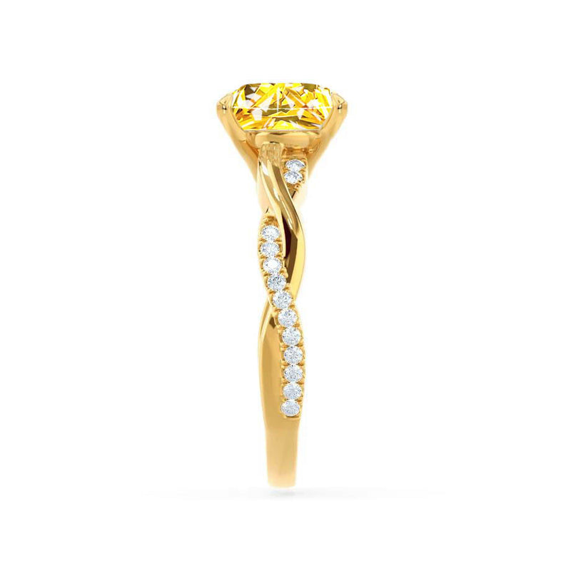 EDEN - Chatham® Princess Yellow Sapphire & Diamond 18k Yellow Gold Vine Solitaire Ring