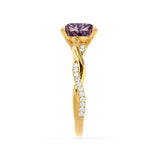 EDEN - Chatham® Princess Alexandrite & Diamond 18k Yellow Gold Vine Solitaire Ring